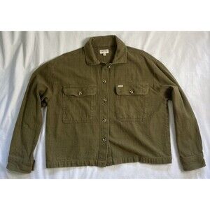 Brixton Womens Long Sleeve Button Down Green Flannel Shirt Size M Cotton